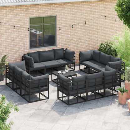 Set Divano da Giardino 13 pcs Nero Metallo | homemem39