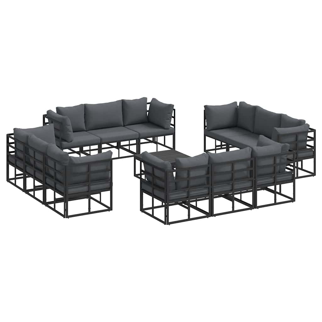 Set Divano da Giardino 13 pcs Nero Metallo | homemem39