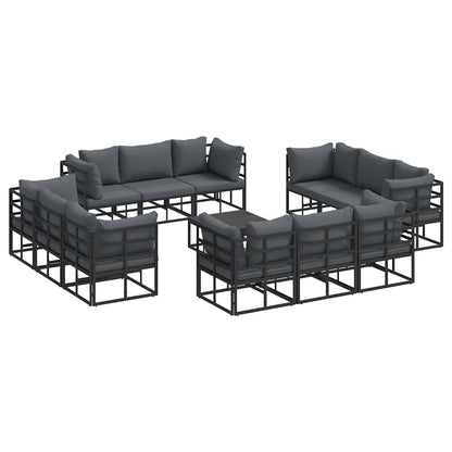 Set Divano da Giardino 13 pcs Nero Metallo | homemem39