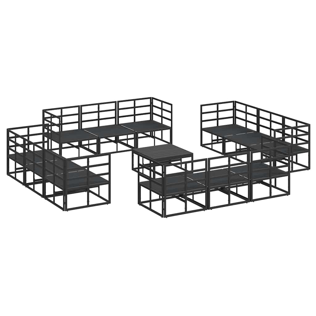Set Divano da Giardino con cuscino 13 pcs Nero Alluminio - homemem39
