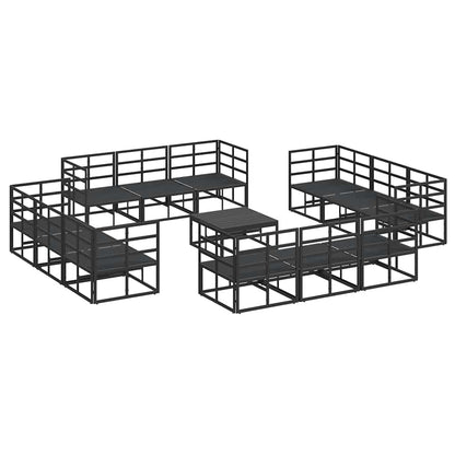 Set Divano da Giardino con cuscino 13 pcs Nero Alluminio - homemem39