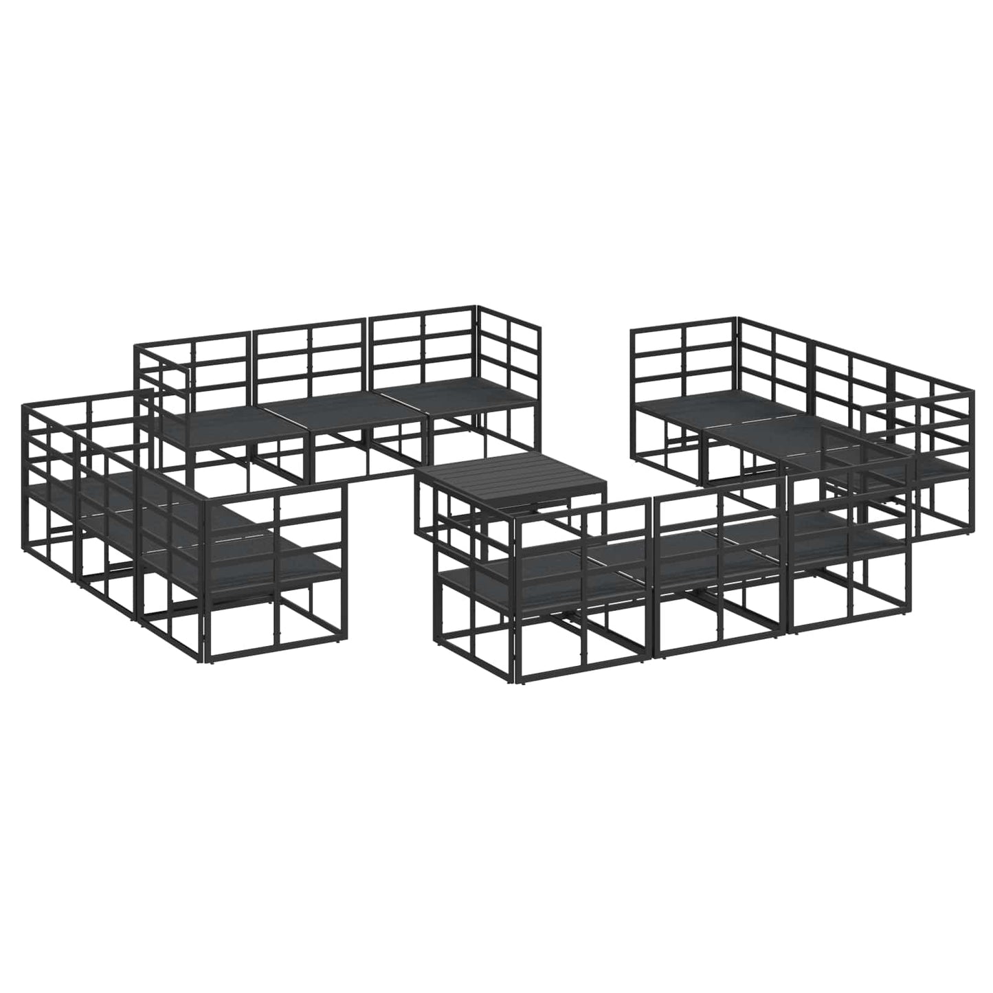 Set Divano da Giardino 13 pcs Nero Metallo | homemem39