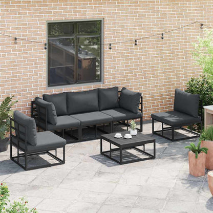 Set Divano da Giardino con cuscino 6 pcs Nero Alluminio