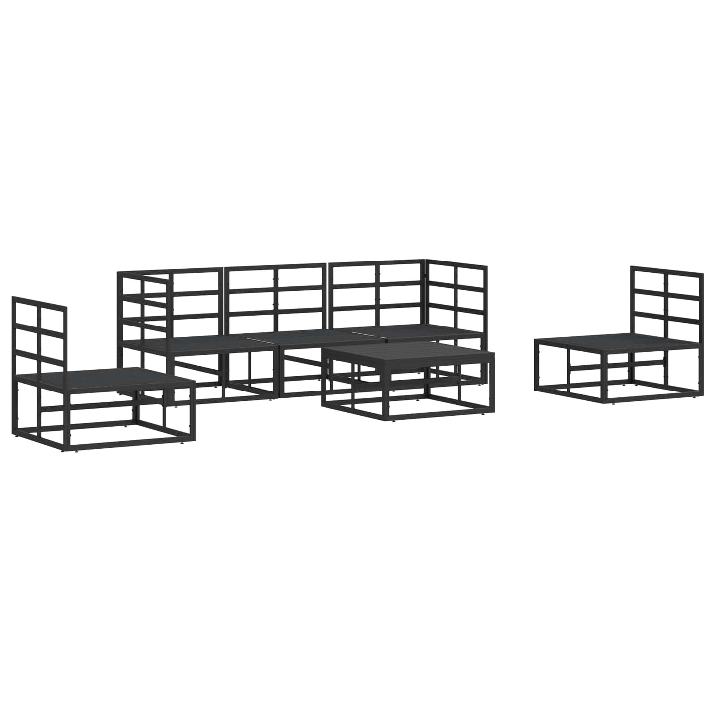 Set Divano da Giardino con cuscino 6 pcs Nero Alluminio