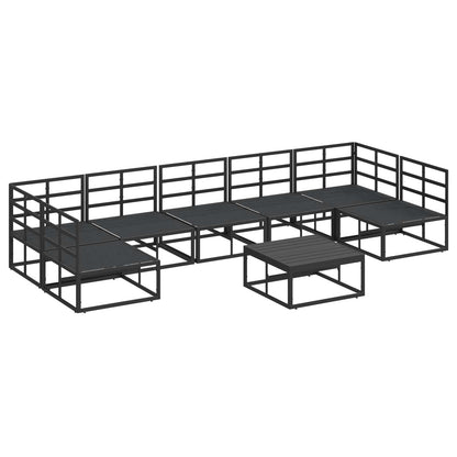 Set Divano da Giardino con cuscino 8 pcs Nero Alluminio | homemem39
