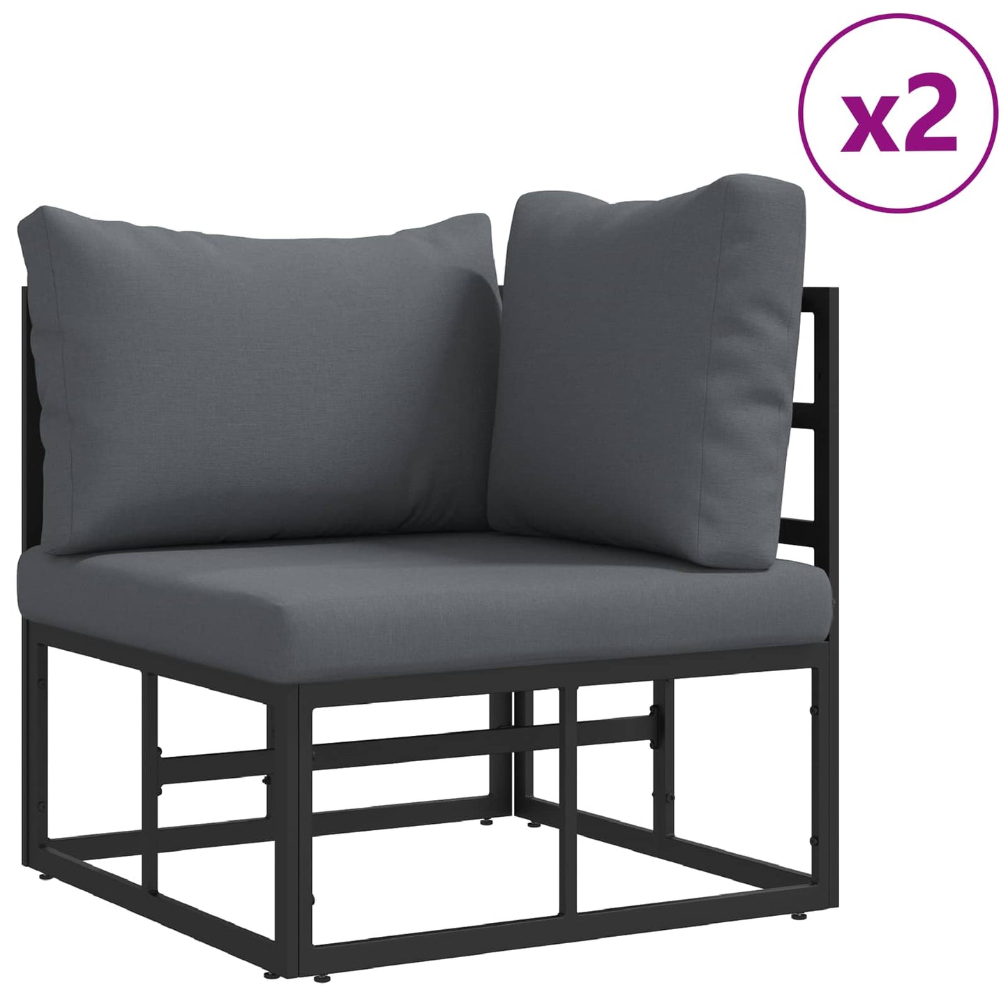 Set Divano da Giardino con cuscino 8 pcs Nero Alluminio | homemem39