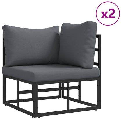 Set Divano da Giardino con cuscino 8 pcs Nero Alluminio | homemem39
