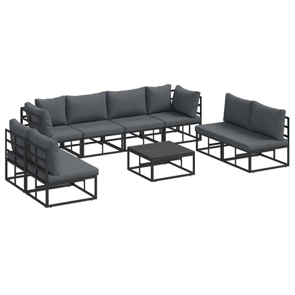 Set Divano da Giardino con cuscino 9 pcs Nero Alluminio | homemem39