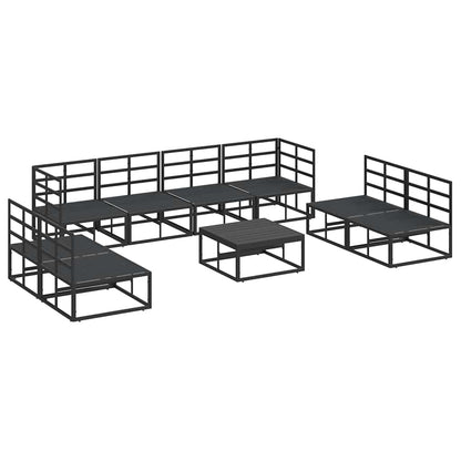 Set Divano da Giardino con cuscino 9 pcs Nero Alluminio | homemem39
