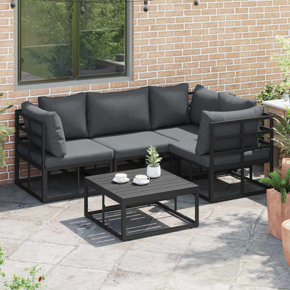 Set Divano da Giardino con cuscino 4 pcs Nero Alluminio | homemem39