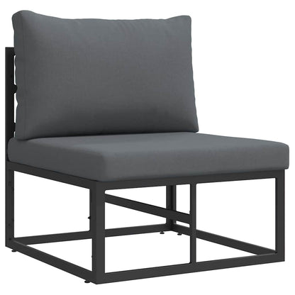 Set Divano da Giardino con cuscino 4 pcs Nero Alluminio | homemem39