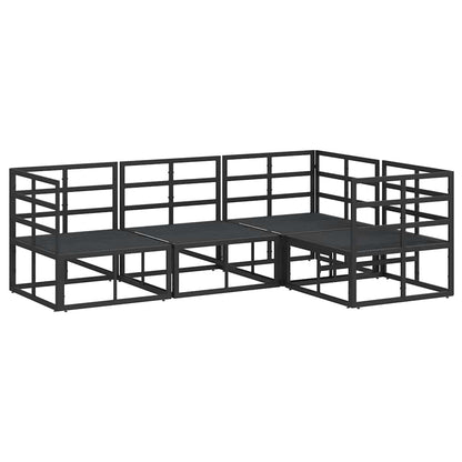 Set Divano da Giardino con cuscino 4 pcs Nero Alluminio | homemem39
