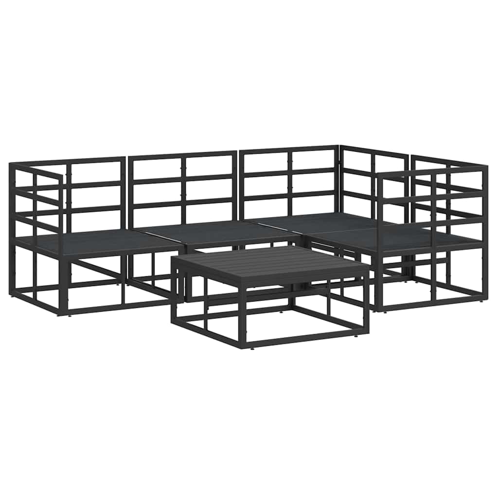Set Divano da Giardino con cuscino 5 pcs Nero Alluminio | homemem39