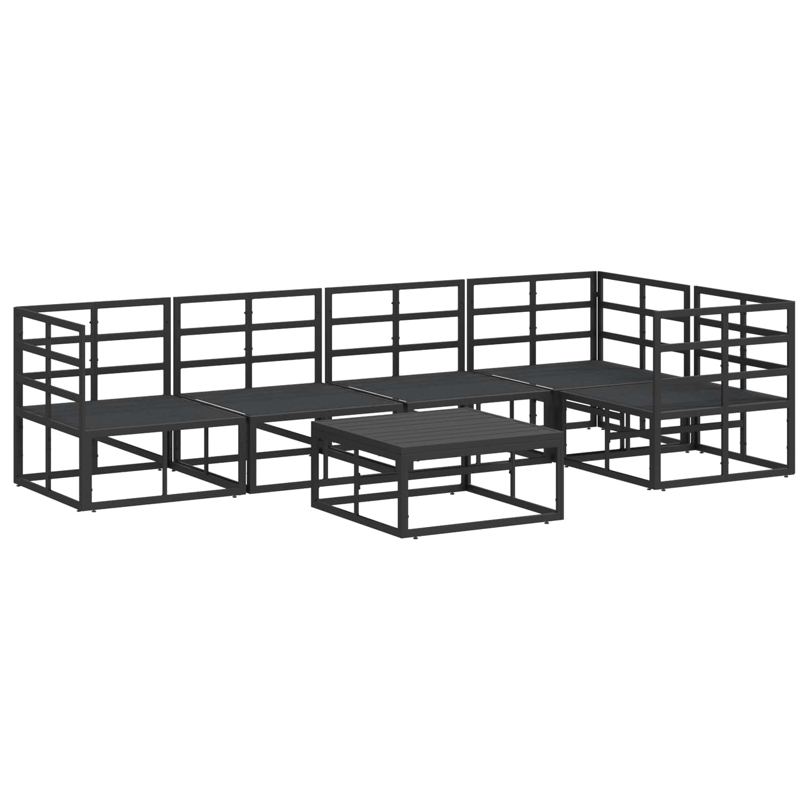 Set Divano da Giardino con cuscino 6 pcs Nero Alluminio | homemem39