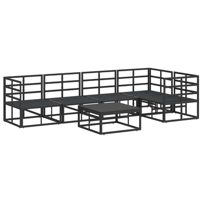 Set Divano da Giardino con cuscino 6 pcs Nero Alluminio | homemem39