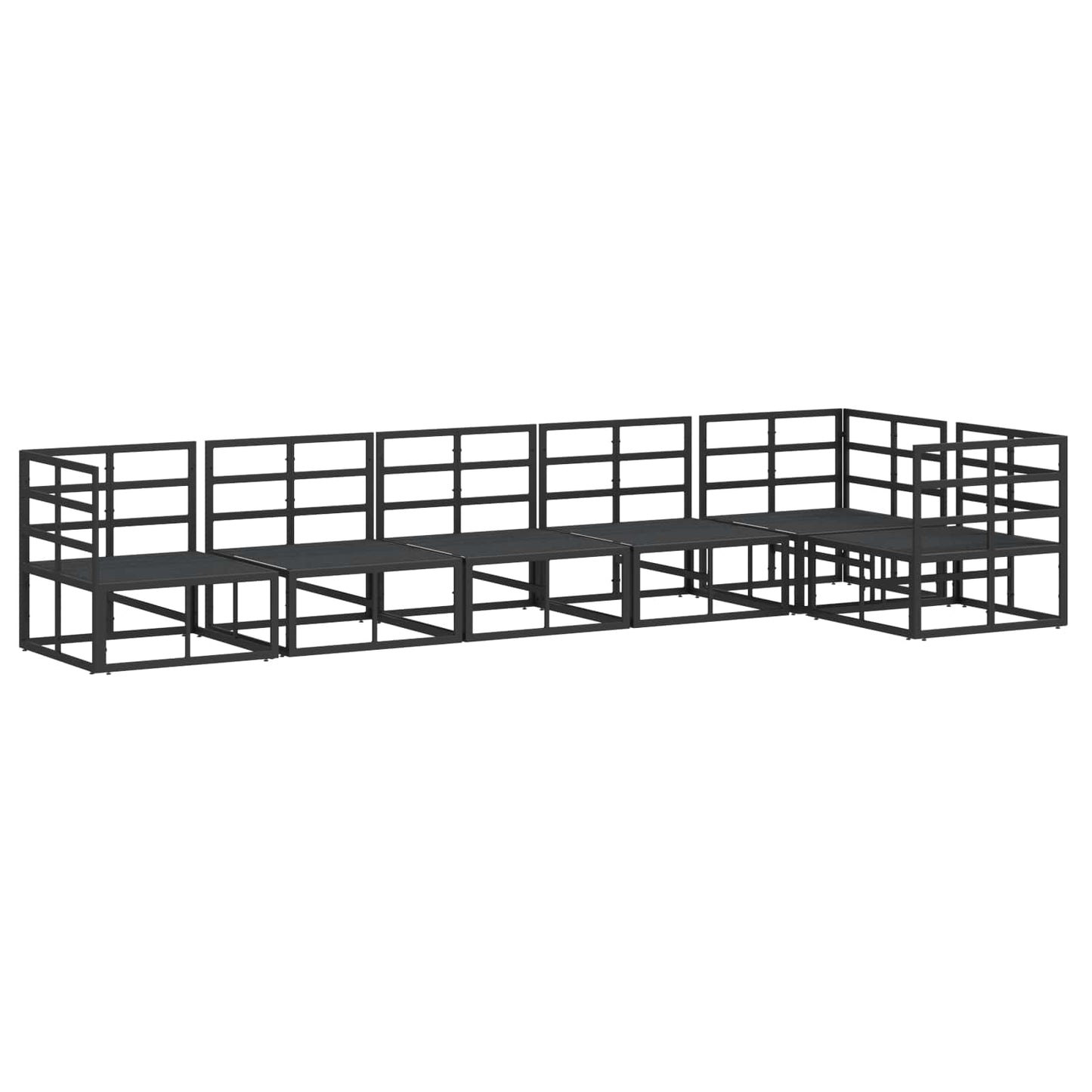 Set Divano da Giardino con cuscino 6 pcs Nero Alluminio