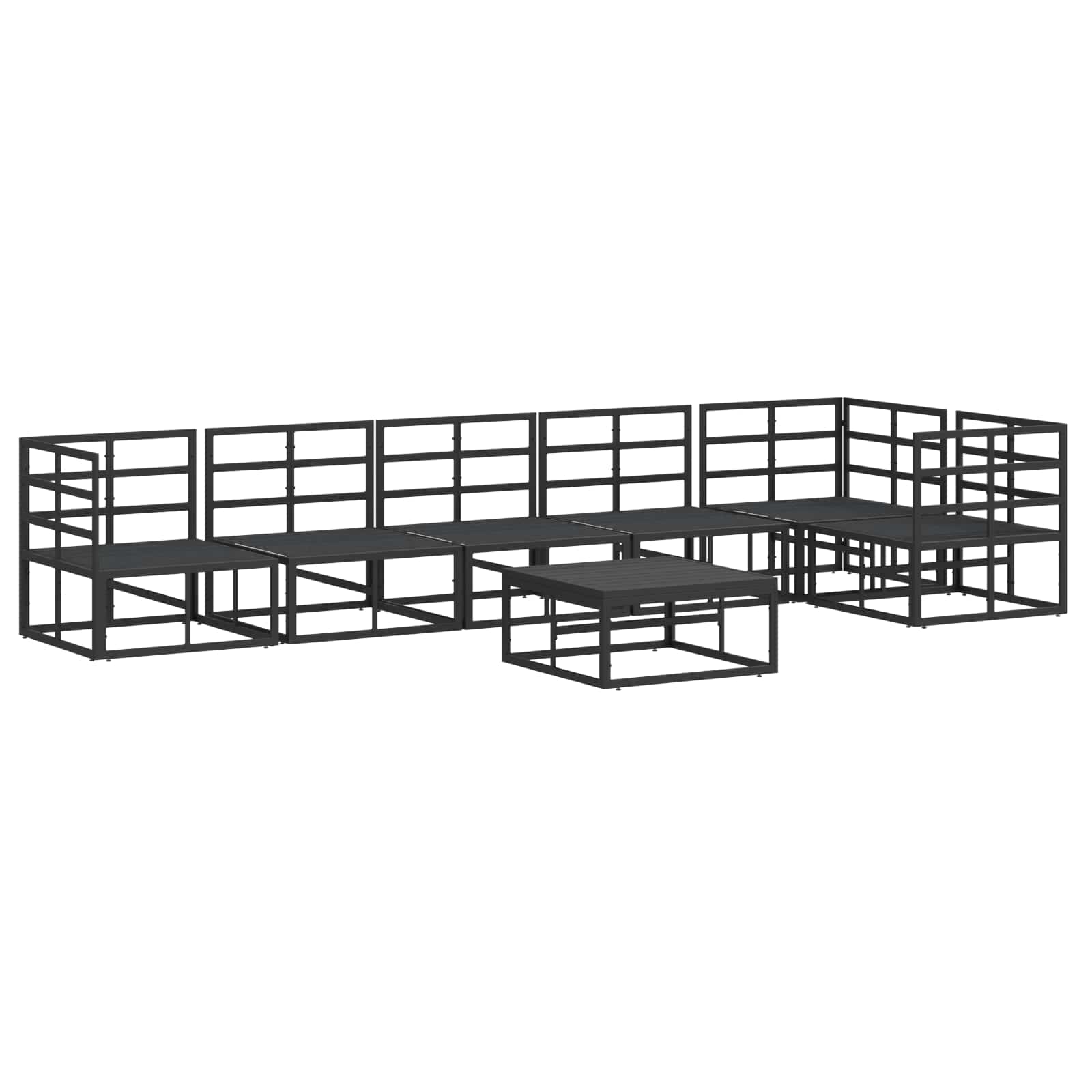 Set Divano da Giardino con cuscino 7 pcs Nero Alluminio | homemem39