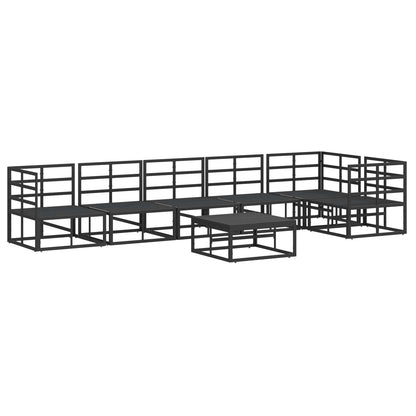 Set Divano da Giardino con cuscino 7 pcs Nero Alluminio | homemem39