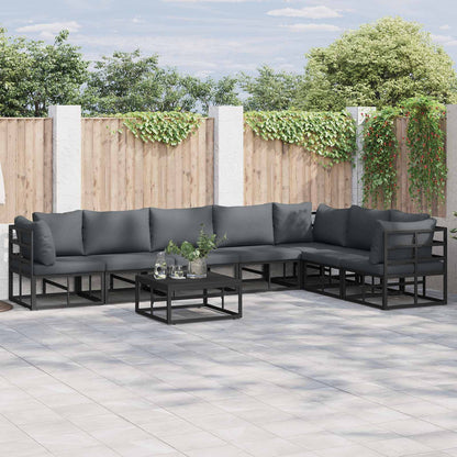 Set Divano da Giardino con cuscino 7 pcs Nero Alluminio