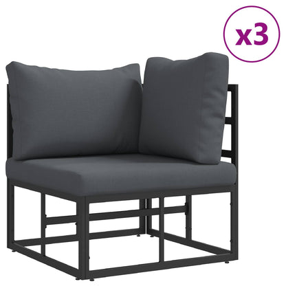 Set Divano da Giardino con cuscino 7 pcs Nero Alluminio