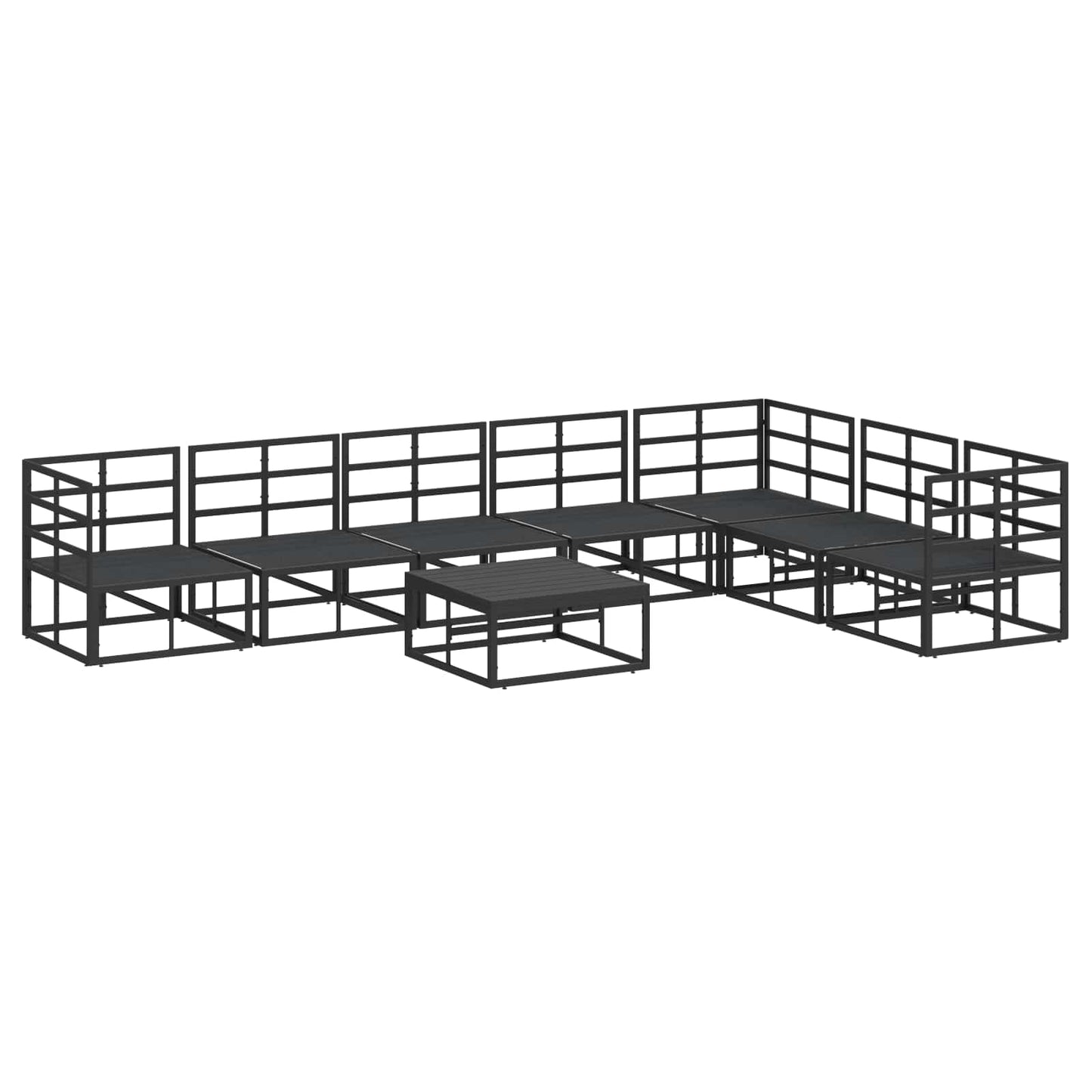 Set Divano da Giardino con cuscino 8 pcs Nero Alluminio | homemem39