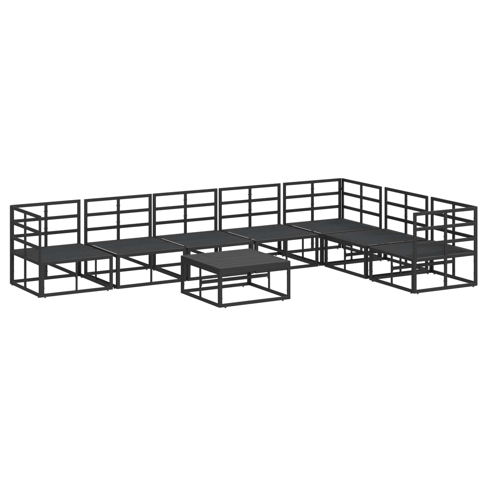 Set Divano da Giardino con cuscino 8 pcs Nero Alluminio | homemem39
