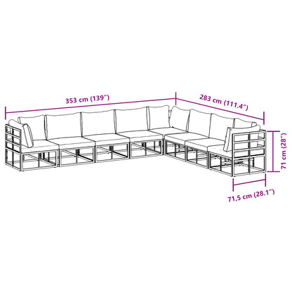 Set Divano da Giardino con cuscino 8 pcs Nero Alluminio