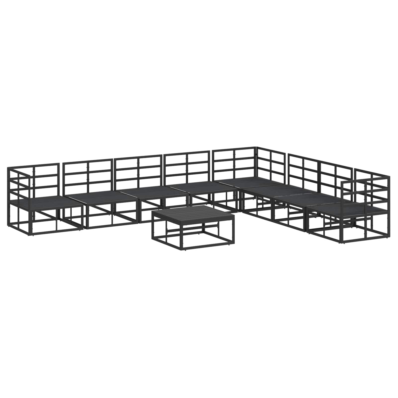 Set Divano da Giardino con cuscino 9 pcs Nero Alluminio | homemem39
