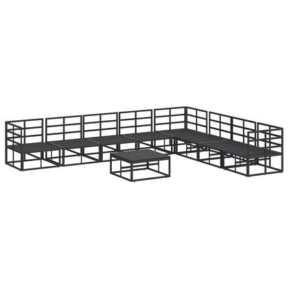 Set Divano da Giardino con cuscino 9 pcs Nero Alluminio