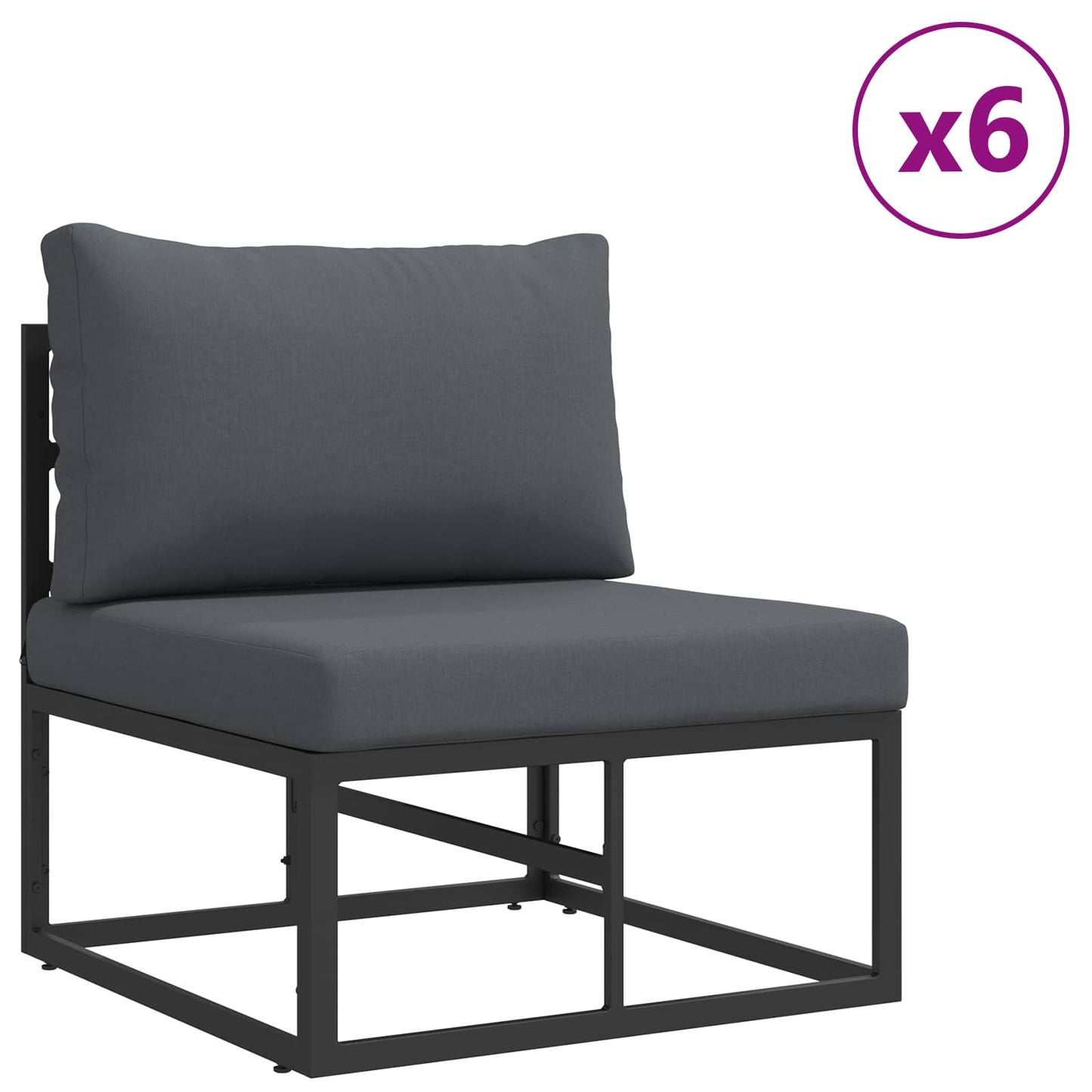 Set Divano da Giardino con cuscino 9 pcs Nero Alluminio