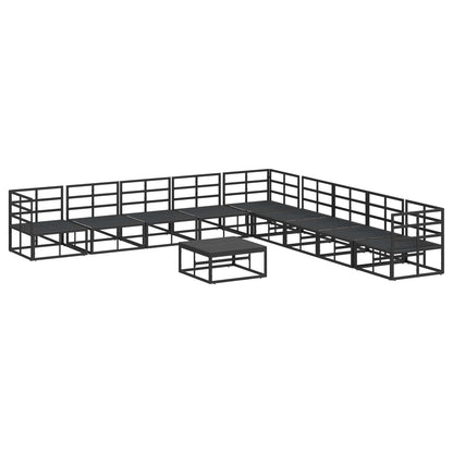 Set Divano da Giardino con cuscino 10 pcs Nero Alluminio | homemem39