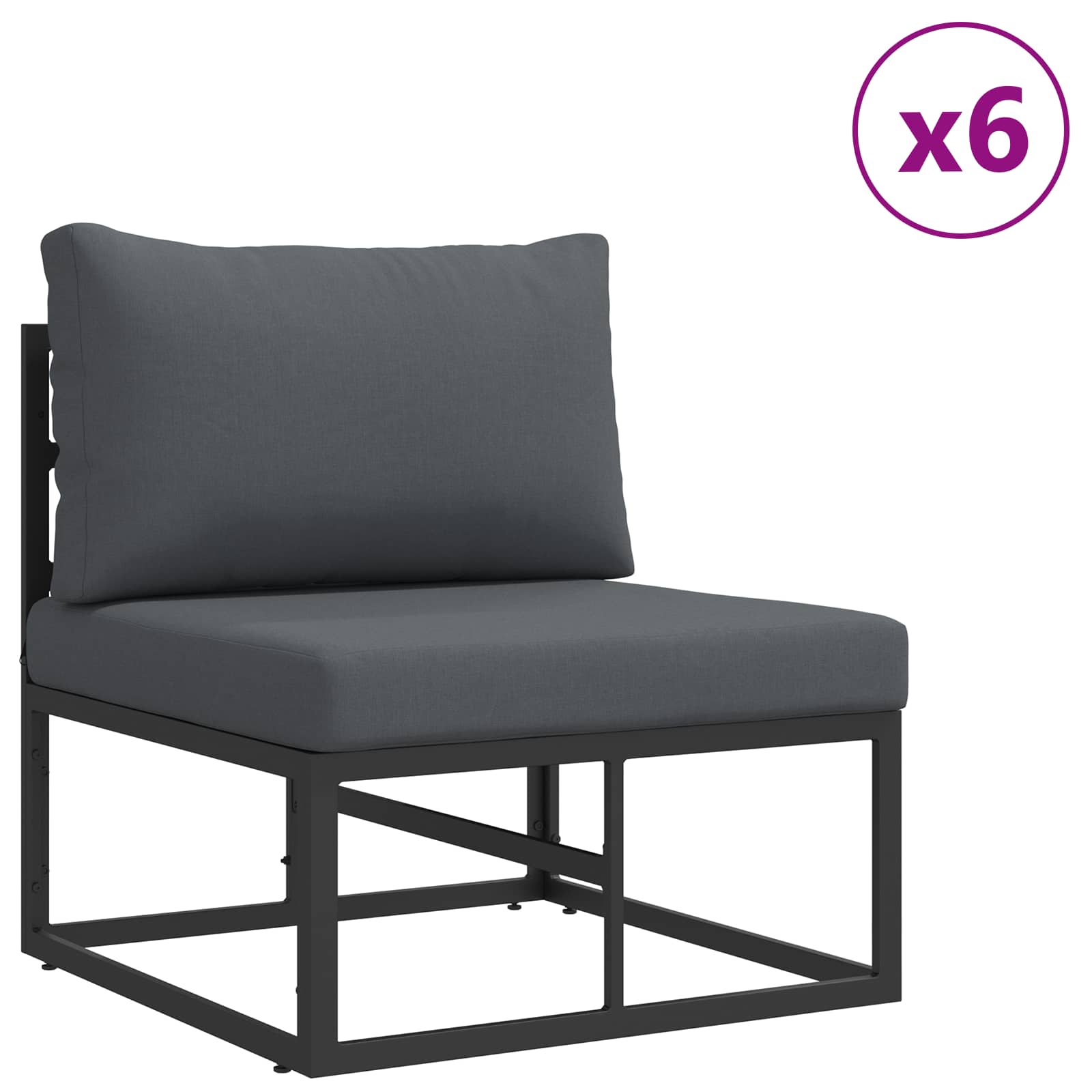 Set Divano da Giardino con cuscino 10 pcs Nero Alluminio | homemem39
