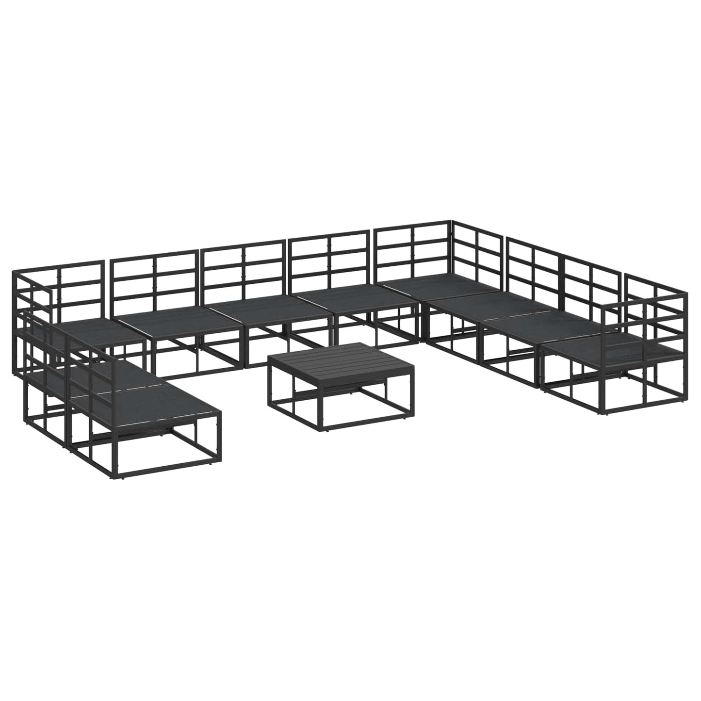 Set Divano da Giardino con cuscino 11 pcs Nero Alluminio | homemem39