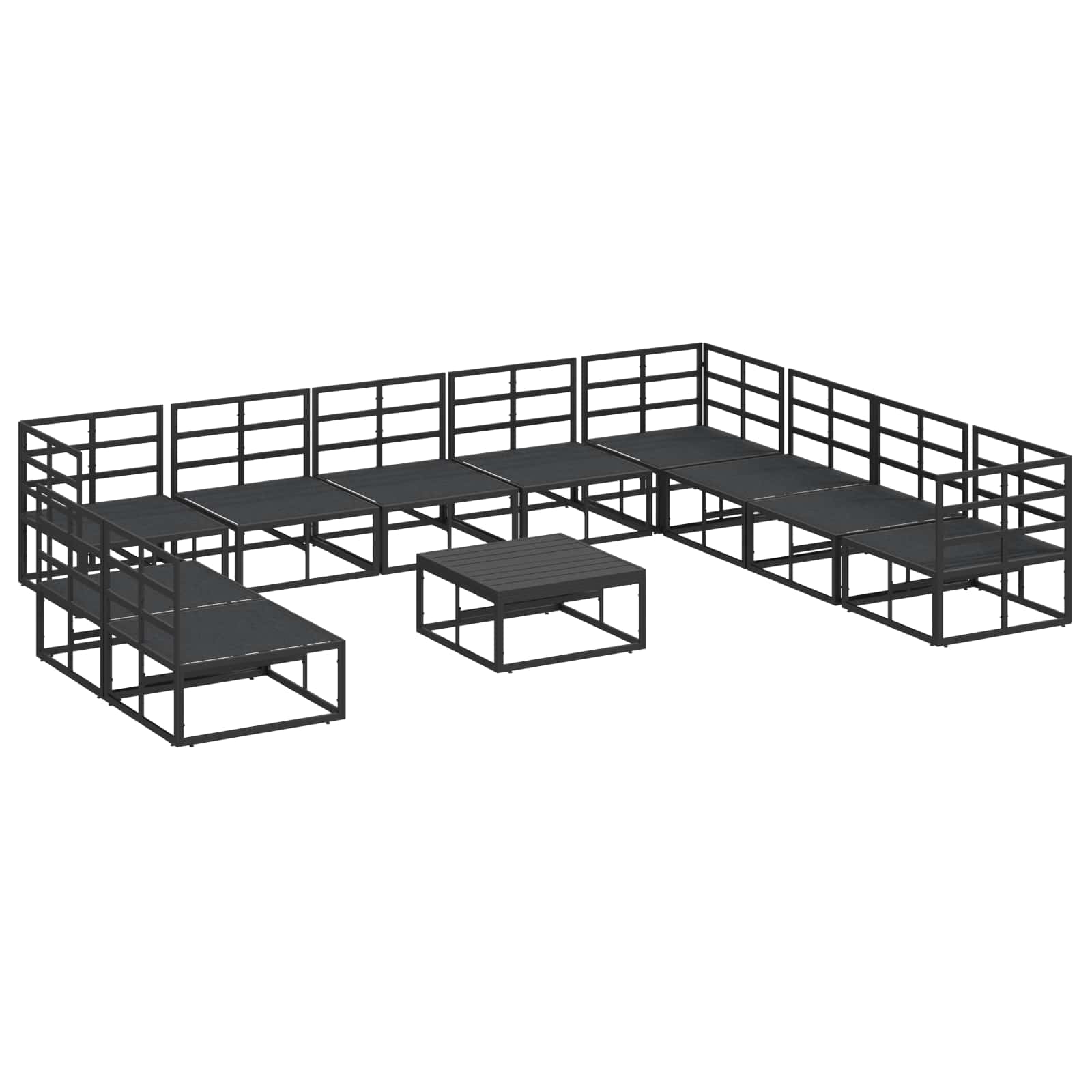 Set Divano da Giardino con cuscino 11 pcs Nero Alluminio | homemem39