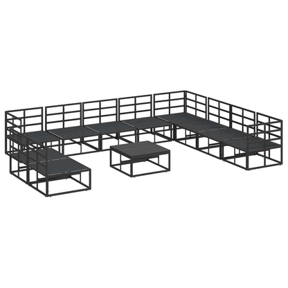 Set Divano da Giardino con cuscino 11 pcs Nero Alluminio | homemem39