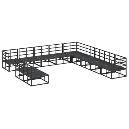 Set Divano da Giardino con cuscino 11 pcs Nero Alluminio
