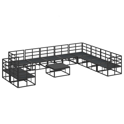 Set Divano da Giardino con cuscino 11 pcs Nero Alluminio