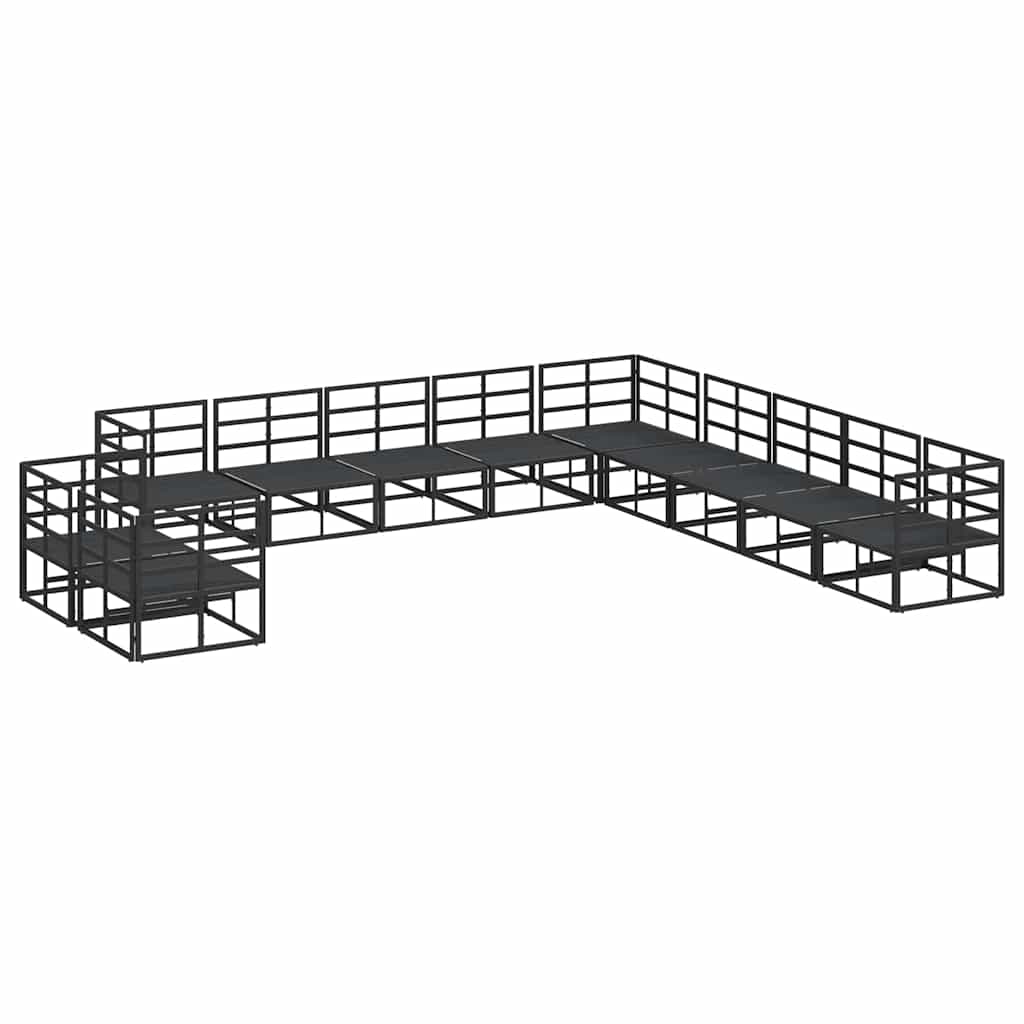 Set Divano da Giardino con cuscino 11 pcs Nero Alluminio | homemem39