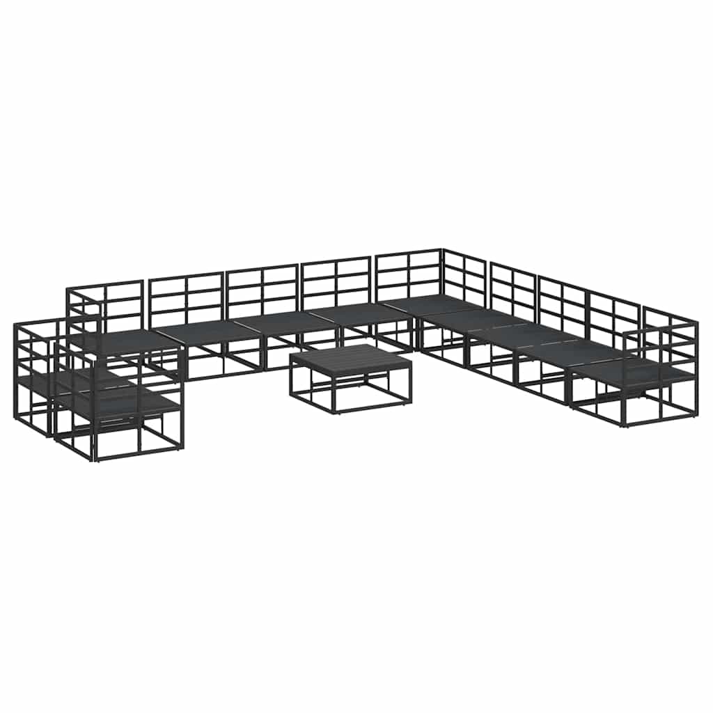Set Divano da Giardino con cuscino 12 pcs Nero Alluminio | homemem39