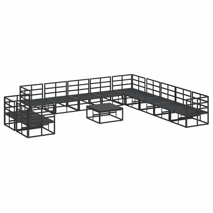 Set Divano da Giardino con cuscino 12 pcs Nero Alluminio | homemem39