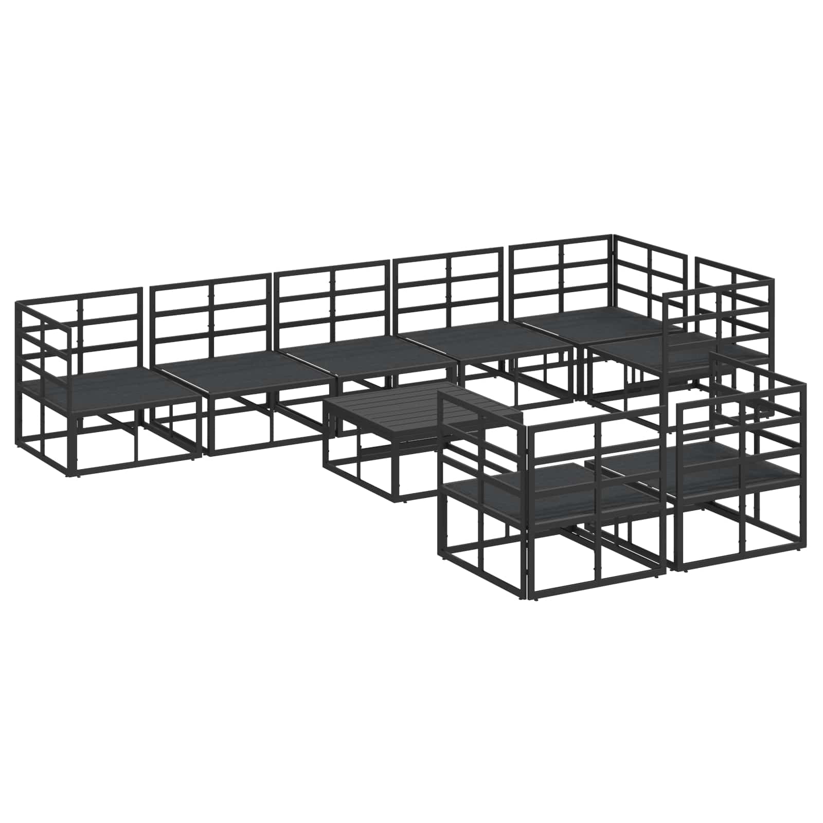 Set Divano da Giardino con cuscino 9 pcs Nero Alluminio | homemem39