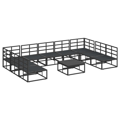 Set Divano da Giardino con cuscino 10 pcs Nero Alluminio | homemem39