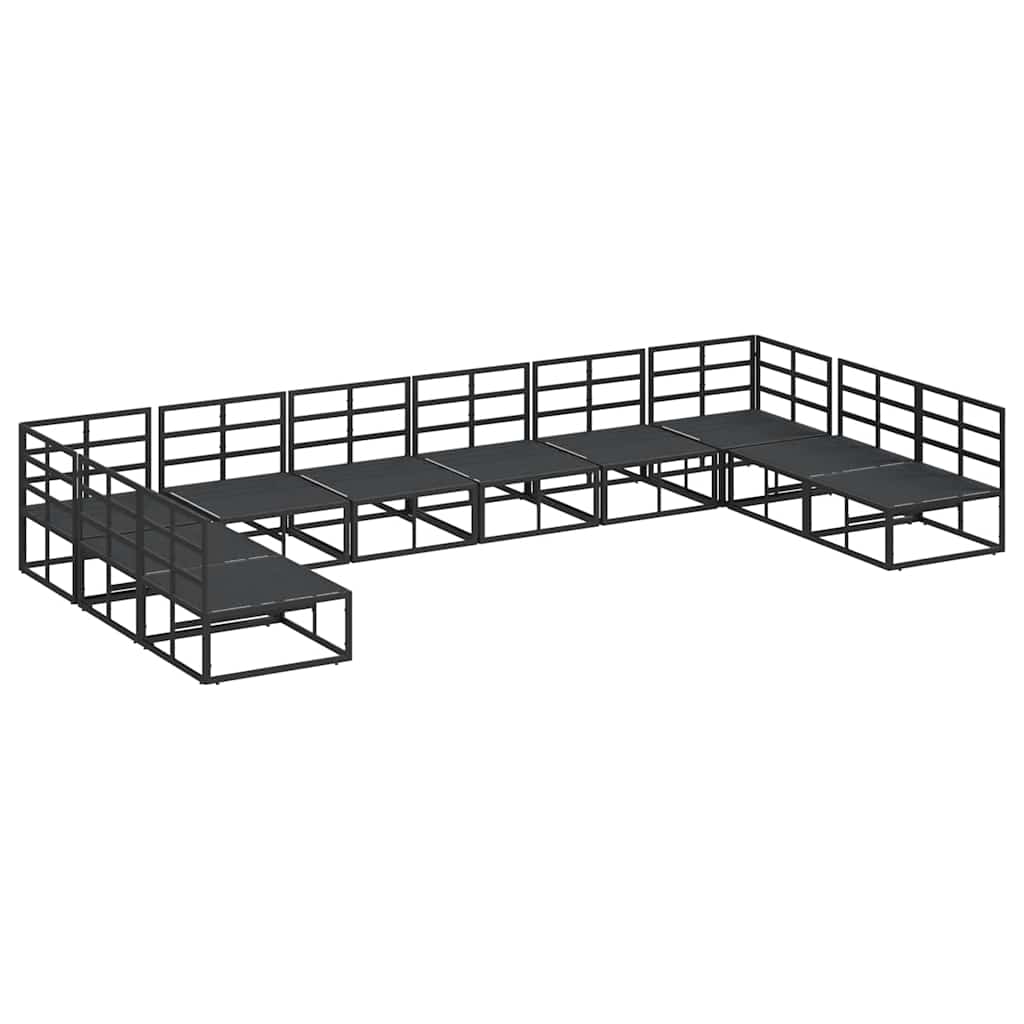 Set Divano da Giardino con cuscino 10 pcs Nero Alluminio | homemem39