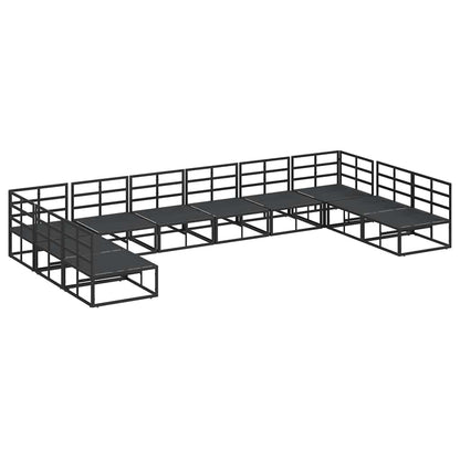 Set Divano da Giardino con cuscino 10 pcs Nero Alluminio | homemem39
