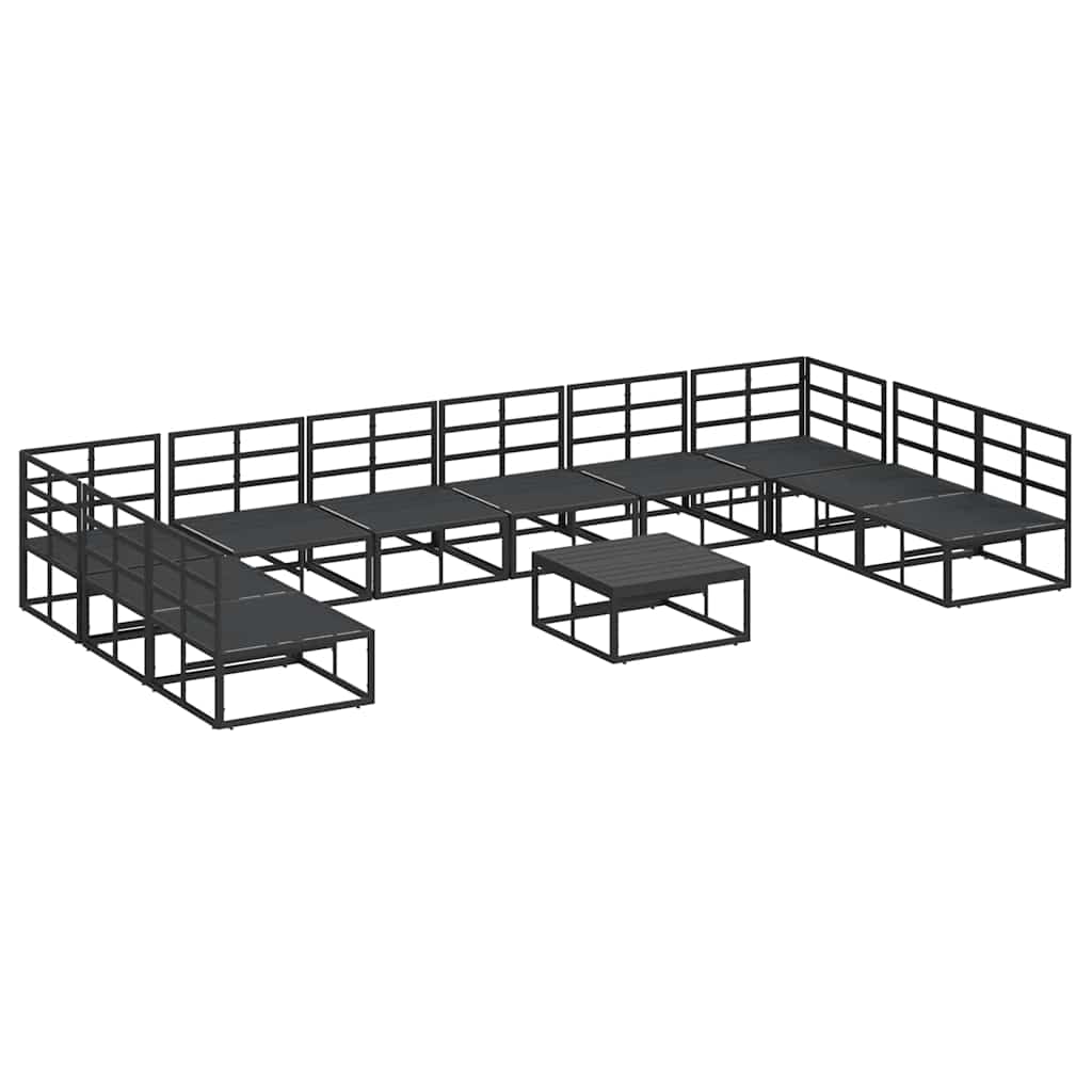 Set Divano da Giardino con cuscino 11 pcs Nero Alluminio | homemem39
