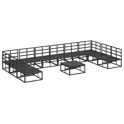 Set Divano da Giardino con cuscino 11 pcs Nero Alluminio | homemem39