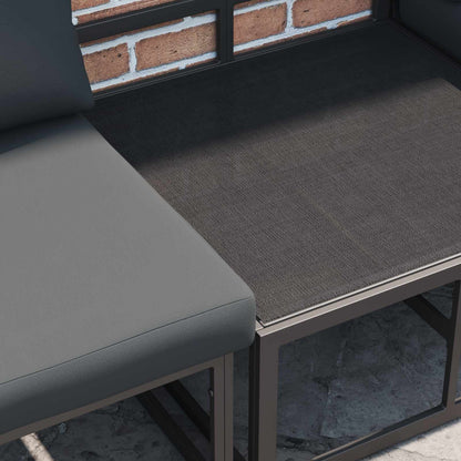 Set Divano da Giardino con cuscino 9 pcs Nero Alluminio | homemem39