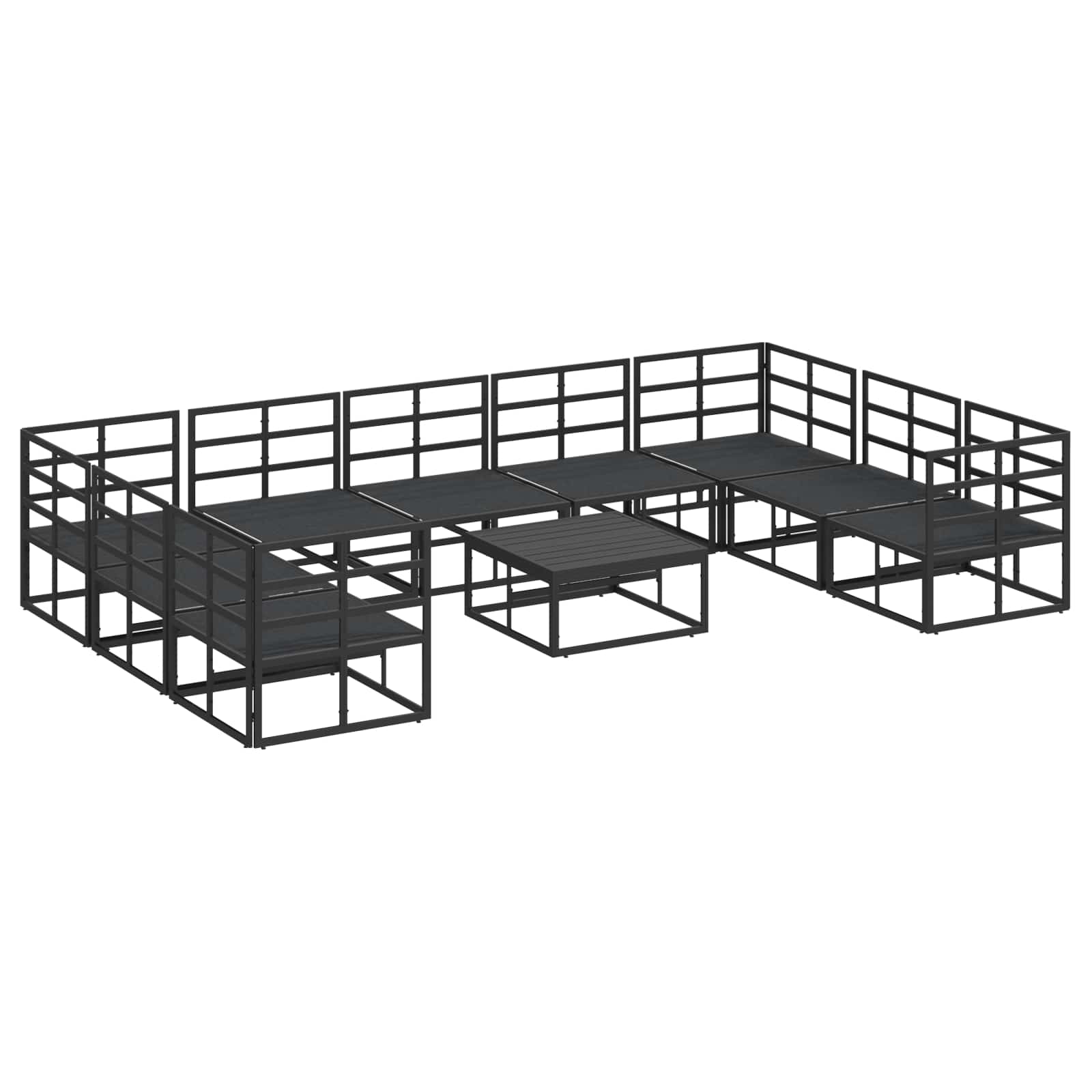 Set Divano da Giardino con cuscino 10 pcs Nero Alluminio | homemem39