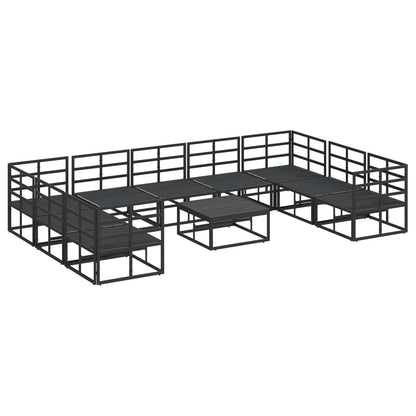 Set Divano da Giardino con cuscino 10 pcs Nero Alluminio | homemem39