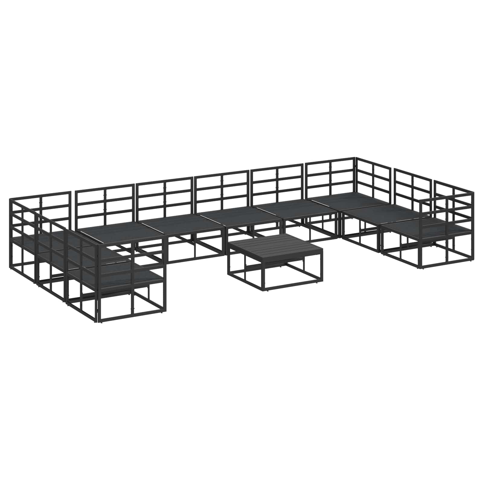 Set Divano da Giardino con cuscino 11 pcs Nero Alluminio | homemem39